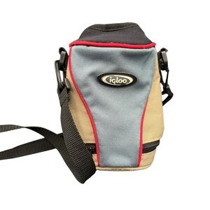 Igloo Vintage Tan and Blue Shoulder Strap Can/Bottle Bag